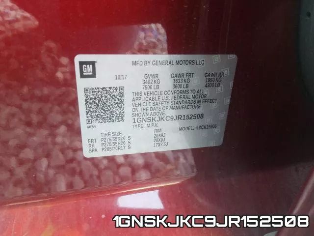 1GNSKJKC9JR152508 фото 2