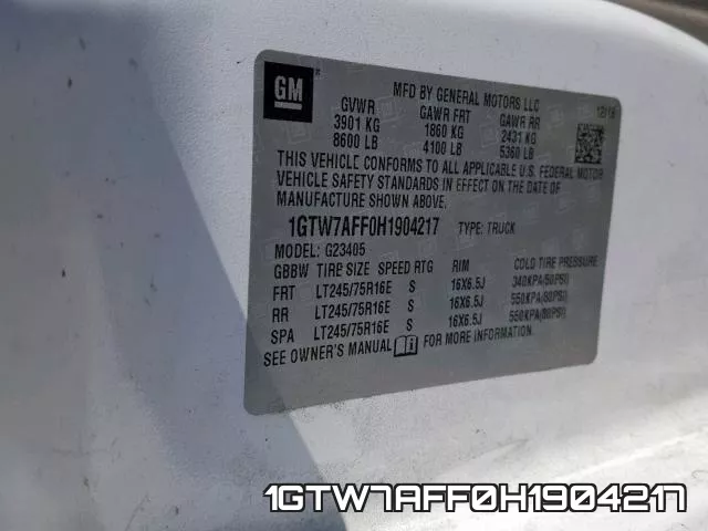 1GTW7AFF0H1904217 фото 2