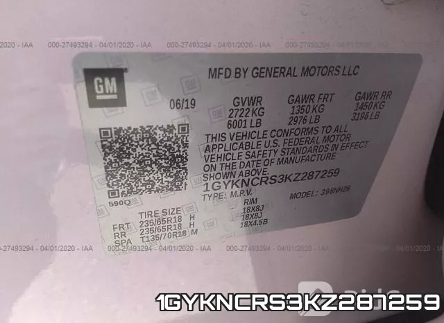 1GYKNCRS3KZ287259 фото 10