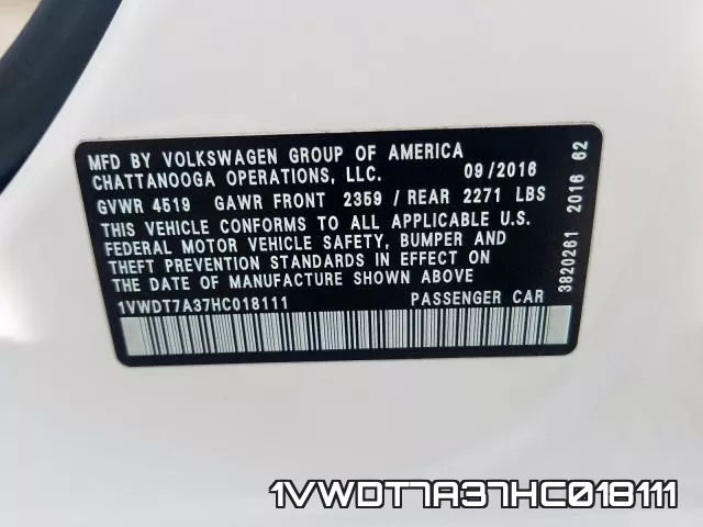 1VWDT7A37HC018111 фото 2