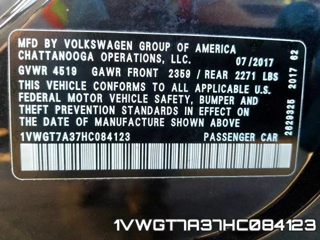 1VWGT7A37HC084123 фото 2
