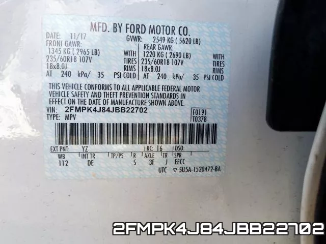 2FMPK4J84JBB22702 фото 2