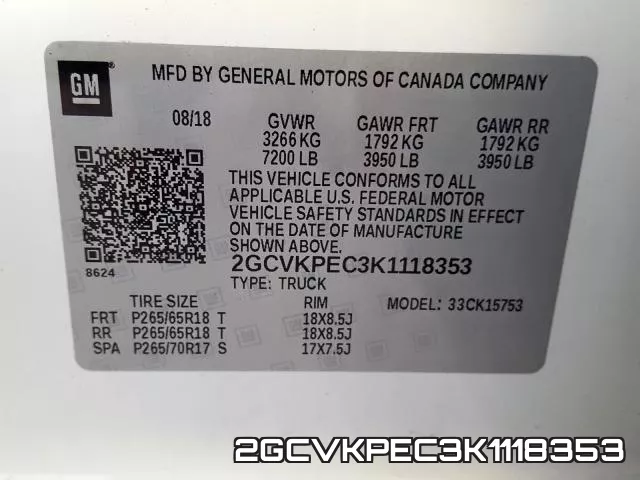 2GCVKPEC3K1118353 фото 2