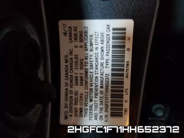 2HGFC1F71HH652372 фото 2