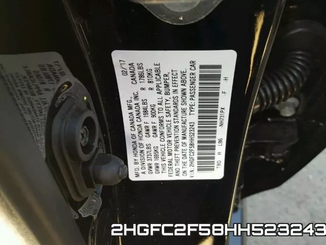 2HGFC2F58HH523243 фото 2