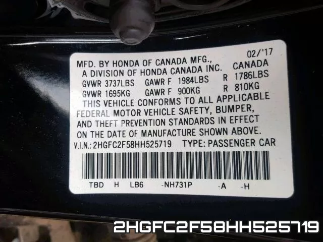 2HGFC2F58HH525719 фото 2