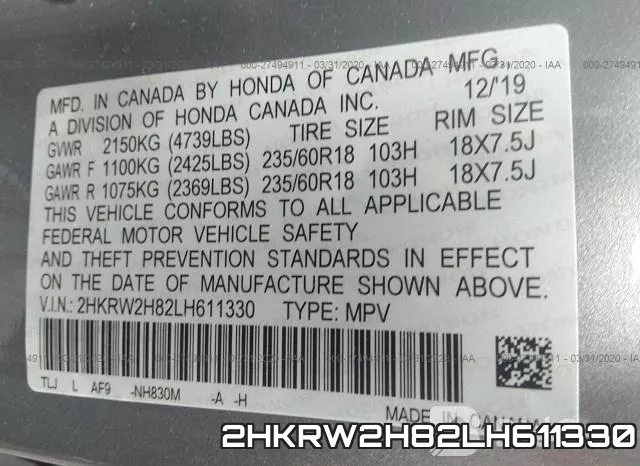 2HKRW2H82LH611330 фото 10