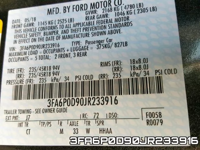 3FA6P0D90JR233916 фото 2