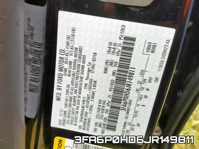 3FA6P0HD6JR149811 фото 2