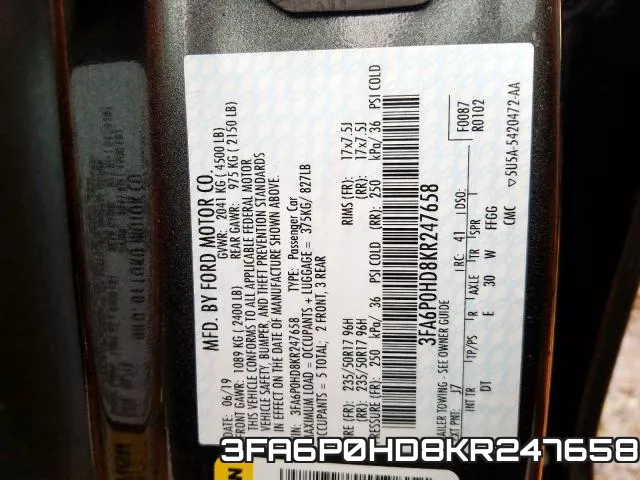 3FA6P0HD8KR247658 фото 2