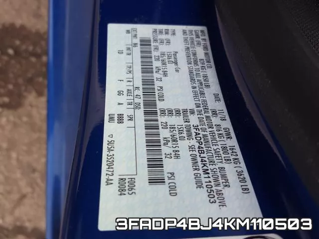 3FADP4BJ4KM110503 фото 2