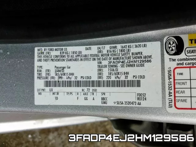 3FADP4EJ2HM129586 фото 2