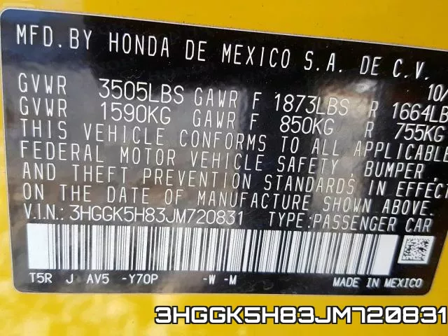 3HGGK5H83JM720831 фото 2