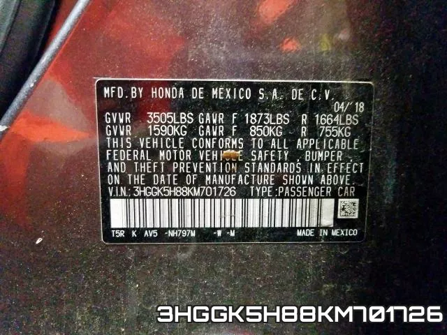 3HGGK5H88KM701726 фото 2