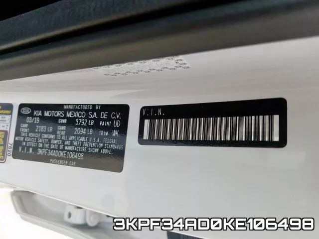 3KPF34AD0KE106498 фото 2