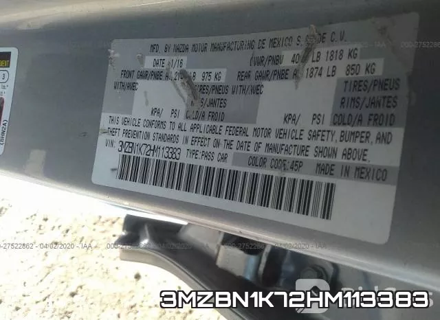 3MZBN1K72HM113383 фото 10