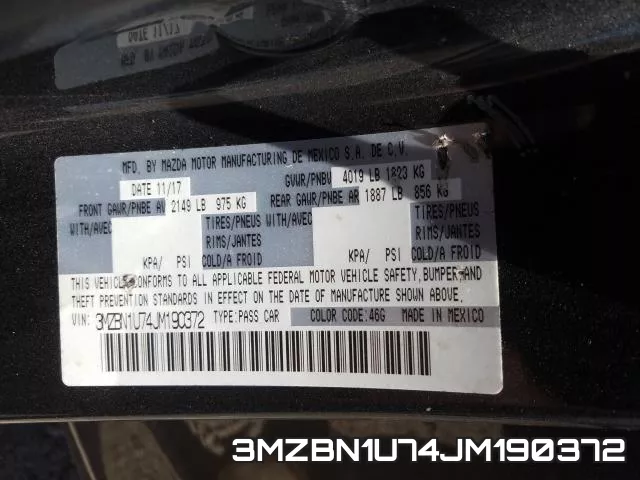 3MZBN1U74JM190372 фото 2