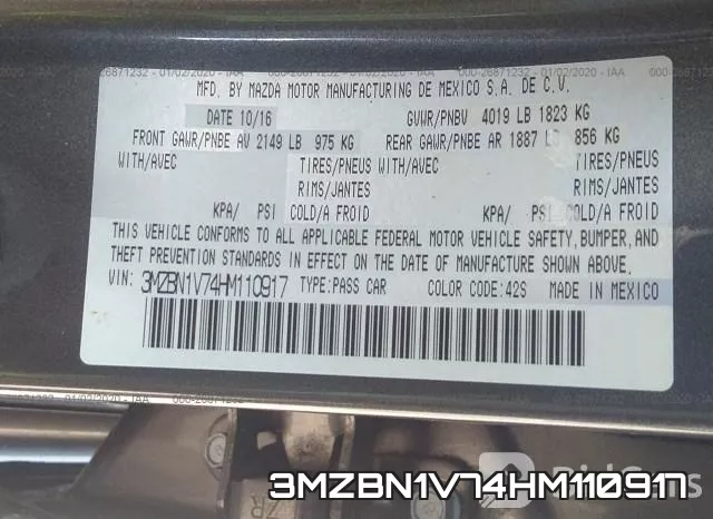 3MZBN1V74HM110917 фото 10