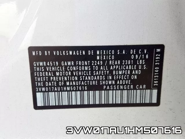 3VW017AU1HM507616 фото 2