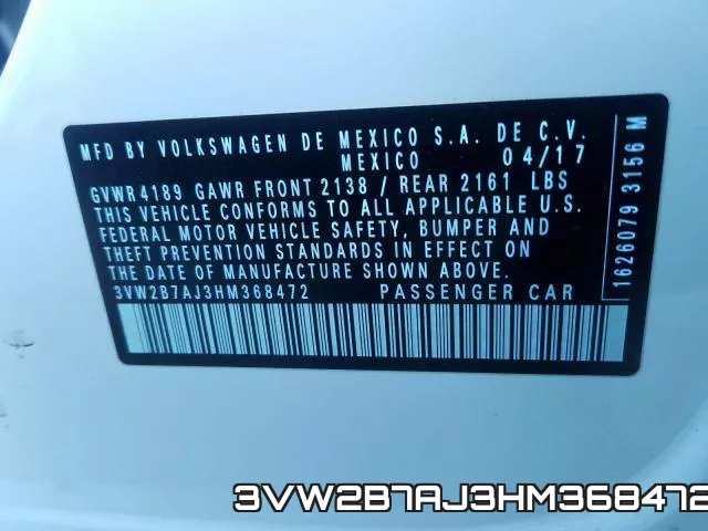 3VW2B7AJ3HM368472 фото 2