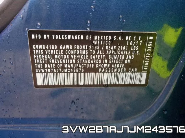 3VW2B7AJ7JM243576 фото 2