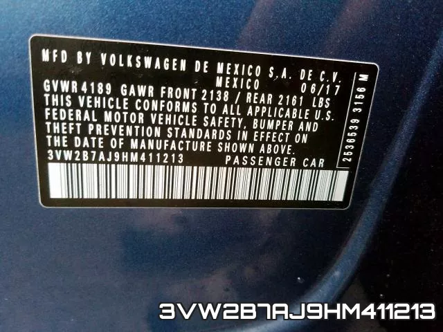 3VW2B7AJ9HM411213 фото 2