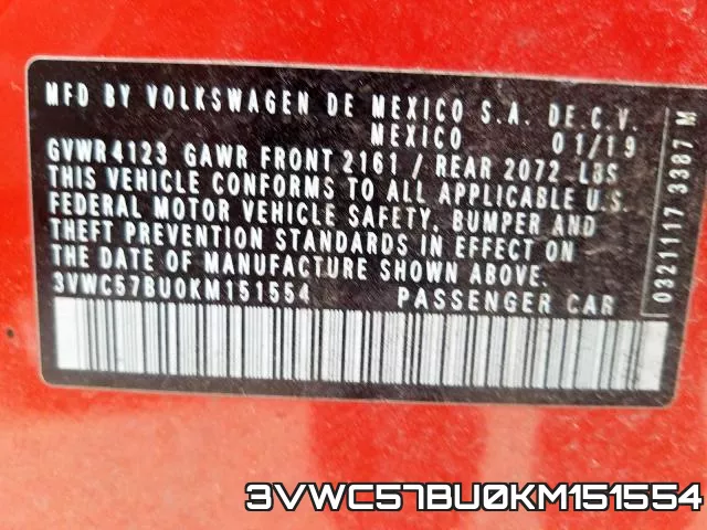 3VWC57BU0KM151554 фото 2