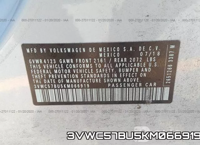 3VWC57BU5KM066919 фото 10