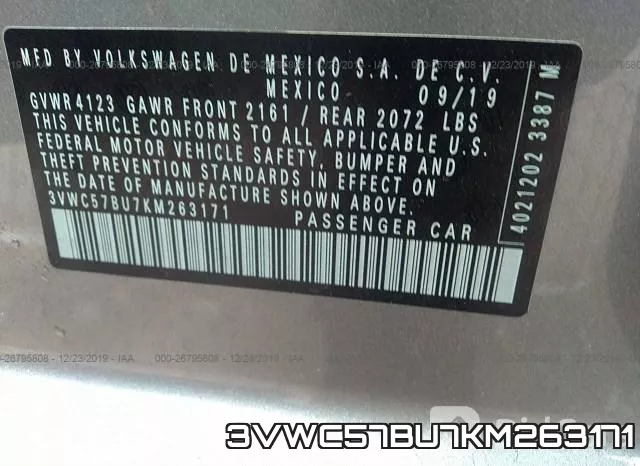 3VWC57BU7KM263171 фото 10