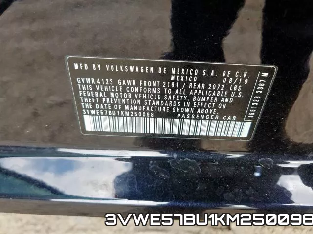 3VWE57BU1KM250098 фото 2