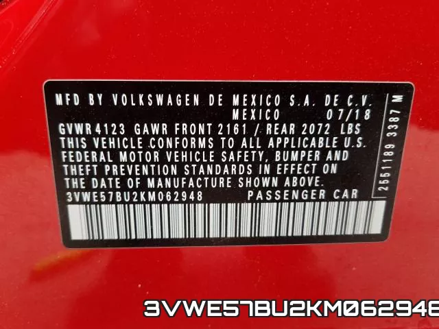 3VWE57BU2KM062948 фото 2