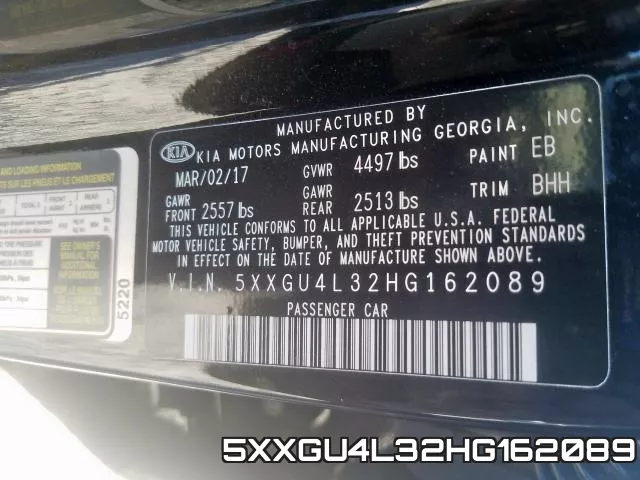 5XXGU4L32HG162089 фото 2