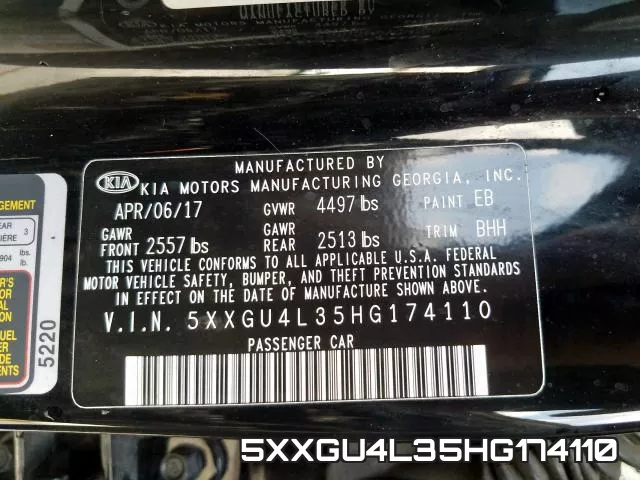5XXGU4L35HG174110 фото 2