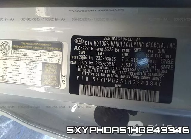 5XYPHDA51HG243346 фото 10