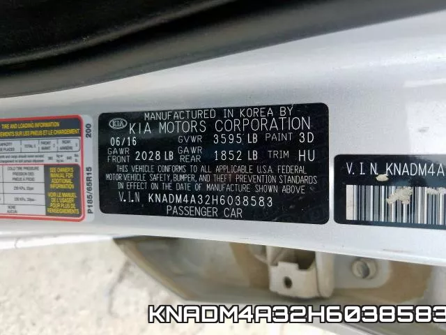 KNADM4A32H6038583 фото 2