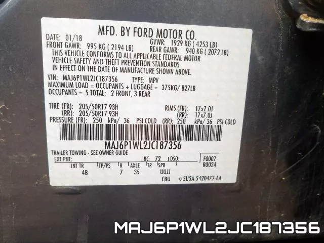 MAJ6P1WL2JC187356 фото 2