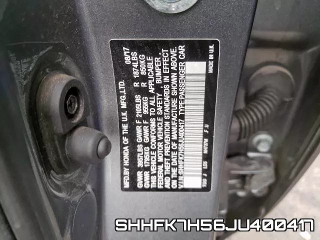 SHHFK7H56JU400417 фото 2