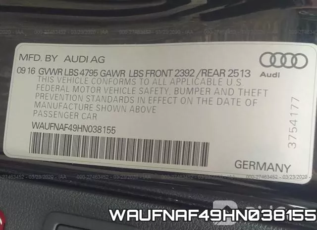 WAUFNAF49HN038155 фото 10