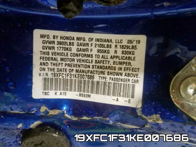 19XFC1F31KE007686 фото 2