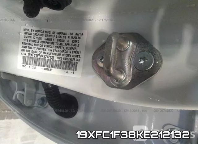 19XFC1F38KE212132 фото 10