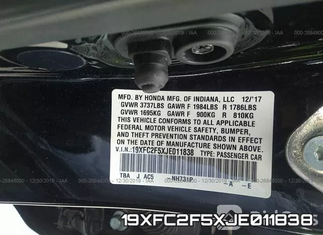 19XFC2F5XJE011838 фото 10
