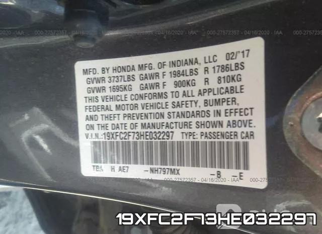 19XFC2F73HE032297 фото 10
