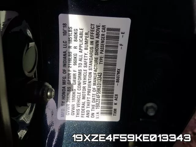 19XZE4F59KE013343 фото 2