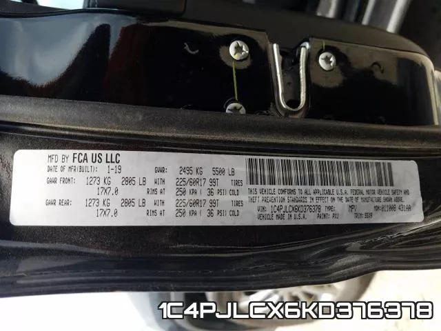 1C4PJLCX6KD376378 фото 2