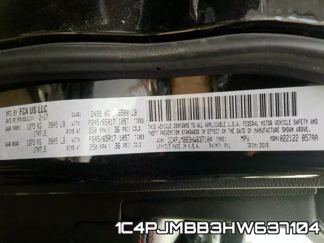 1C4PJMBB3HW637104 фото 2