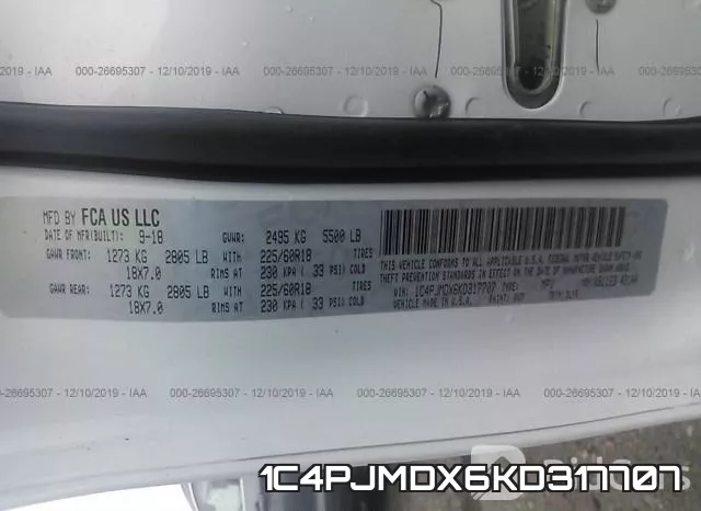 1C4PJMDX6KD317707 фото 10