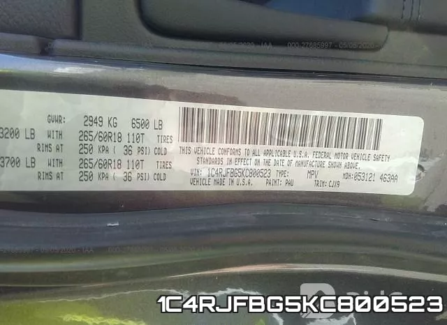1C4RJFBG5KC800523 фото 10