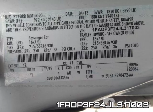1FADP3F24JL317003 фото 10