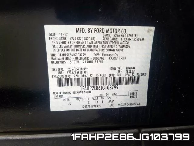 1FAHP2E86JG103799 фото 2