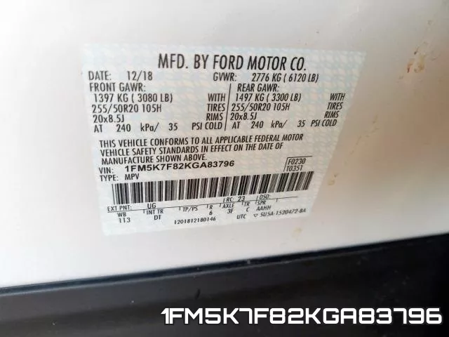 1FM5K7F82KGA83796 фото 2